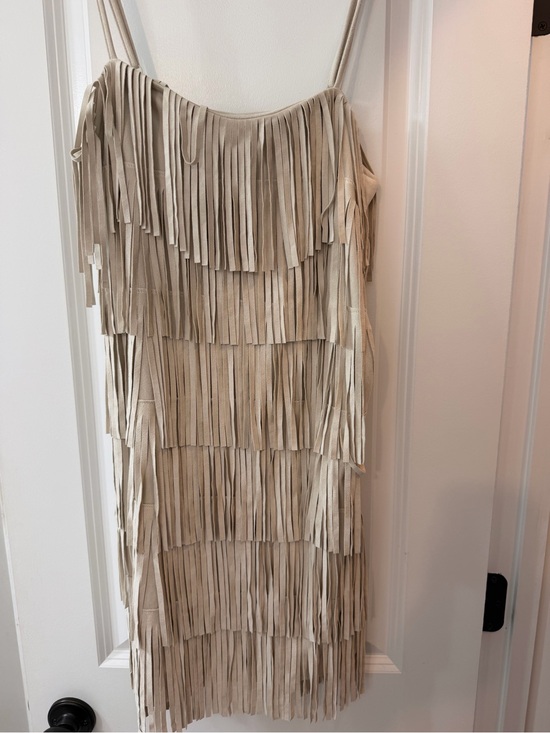 Trixxi Dresses & Skirts - Trixxi Beige Fringe Mini Dress